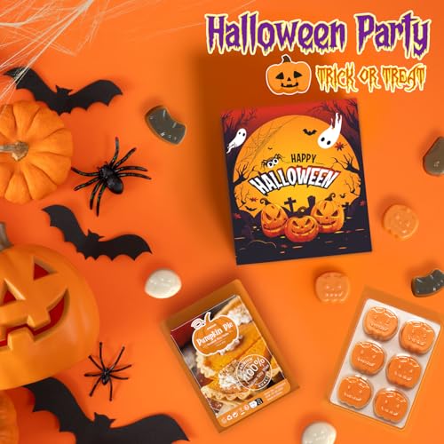 ARVIDSSON Halloween Scented Wax Melts, Fall Soy Wax Cubes for Wax Warmer, Strong Scent Fragrance Wax Tarts, Autumn Wax Melts Gift Set, Pumpkin Pie, Spiced Cider, Candy Corn, Snickerdoodle, Autumn Air