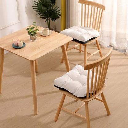 RACE LEAF Chair Cushions for Dining Chairs 4 Pack, Memory Foam Kitchen Chair Pads with Ties and Non-Slip Backing, Indoor Seat Cushions Tufted 15.5" X 15.5" Beige - color: Beige