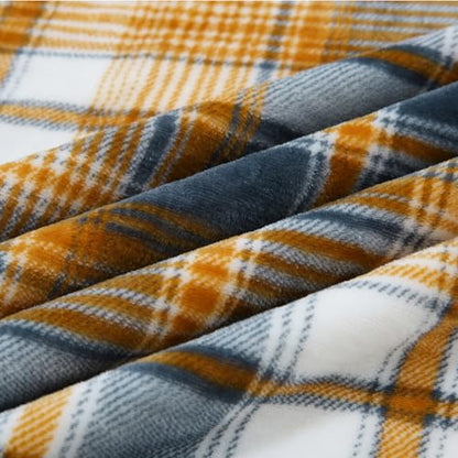 PU MEI Sherpa Blanket Twin Plaid Thick Bed Blanket, 60”*80” Super Soft Flannel Fuzzy Fleece Reversible Velvet Plush Warm Blanket for Couch (Blue Yellow Check) - color: Blue Yellow Check, size: 60"*80"