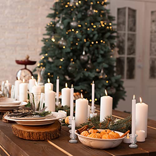 Glass Taper Candle Holders Set of 6 Clear Crystal Candle Holders for Candlesticks, Elegant Candlestick Holders for Table Centerpiece Wedding Party Christmas Thanksgiving Festival