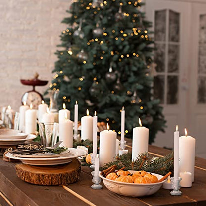 Glass Taper Candle Holders Set of 6 Clear Crystal Candle Holders for Candlesticks, Elegant Candlestick Holders for Table Centerpiece Wedding Party Christmas Thanksgiving Festival