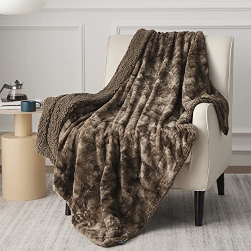 Bedsure GentleSoft Sherpa Fluffy Blanket Twin Size - Fleece Warm and Cozy Throw for Women Gift, Plush & Fuzzy Faux Fur Christmas Blanket for Couch, Sofa, Bed Decor, Tie Dye Design, Brown, 60x80 Inches - color: 02 - Brown, size: Twin (60" x 80")