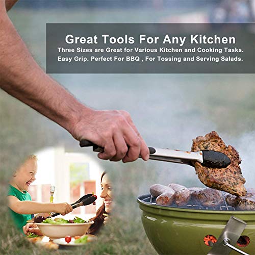 4-piece Silicone Spoon Spatulas + 3-piece Silicone Tongs Set