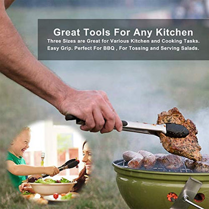 4-piece Silicone Spoon Spatulas + 3-piece Silicone Tongs Set