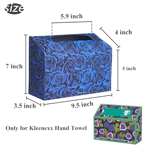 Leather Cover for Disposable Paper Hand Towel Box, Compatible with Kleenex Paper Hand Towel(1-3D Rose Blue) - color: 1-3d Rose Blue