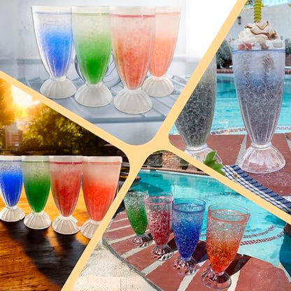 Lily's Home Frosted Freezer Milkshake Glasses, 12 oz Set of 4 – Double Wall Insulated Acrylic with Liquid Gel for Root Beer Floats, Smoothies & Ice Cream Sodas, Home Bar, Kitchen, Party & Dessert Shop - style: Milkshake cup(12oz)