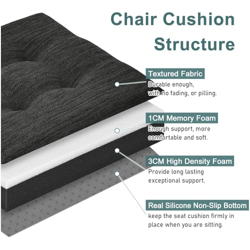 baibu 12 Inches Memory Foam Square Seat Cushion Set of 2, Dual-Layer Design Bar Stool Square Seat Cushion with Ties - 2 Pads Only, Gray-Black (12" (30CM)) - color: Gray-black, size: 12x12x1.5 Inch (Pack of 2)