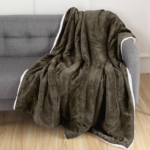 Elegant Comfort Reversible, Solid Sherpa Throw Blanket, All-Season Blanket- Super Soft, Cozy and Plush- Decorative Throw, Perfect for Lounging, 50 x 60 inches, Sherpa Throw Brown - color: Solid Brown