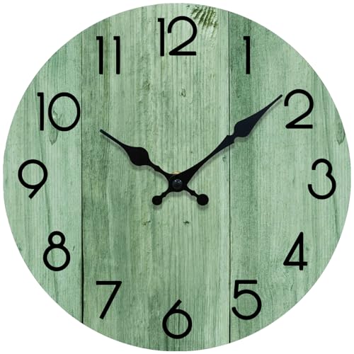 Wall Clock, Modern Wall Clocks Battery Operated, Silent Non Ticking Clock Decorative for Living Room, Office, Home, School (Light Green) - size: 12 Inch