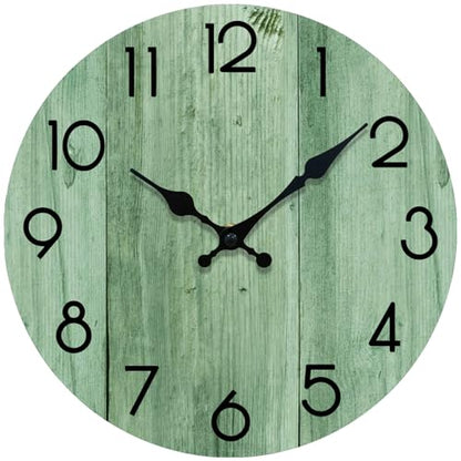 Wall Clock, Modern Wall Clocks Battery Operated, Silent Non Ticking Clock Decorative for Living Room, Office, Home, School (Light Green) - size: 12 Inch