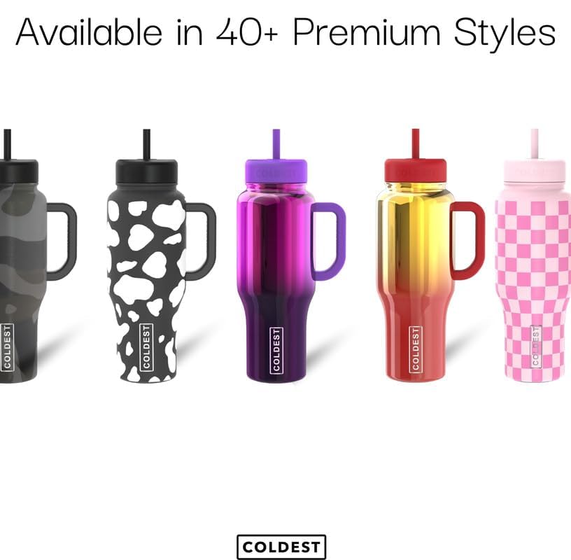 Coldest Tumbler with Handle and Straw, 100% Leak Proof Insulated Tumbler with Lid and Straw (3 Lids), Stainless Steel Tumblers for Women & Men, Cup Holder Friendly, 36 oz (Camouflage Flag) - color: Camouflage Flag, size: 36 oz