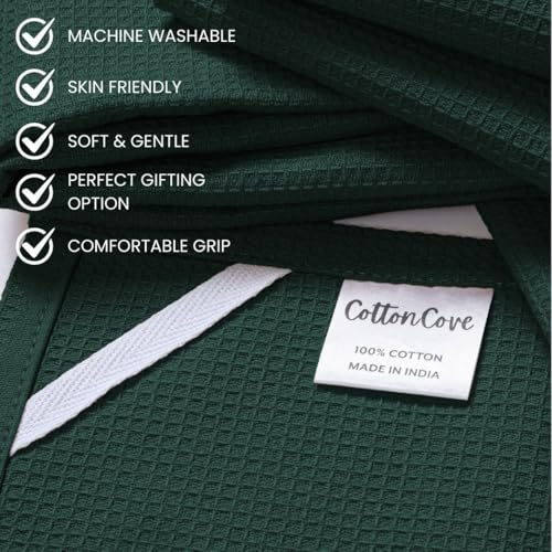 Waffle Kitchen Towels Large 16x26 inch 100% Cotton Set of 4 - Soft Absorbent Washable Tea Towel for Kitchen - Dish Cloths Quick Drying - 320 GSM Quality Dish Towel Green - color: Green