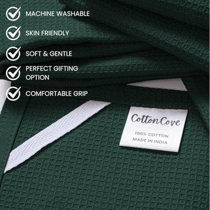 Waffle Kitchen Towels Large 16x26 inch 100% Cotton Set of 4 - Soft Absorbent Washable Tea Towel for Kitchen - Dish Cloths Quick Drying - 320 GSM Quality Dish Towel Green - color: Green