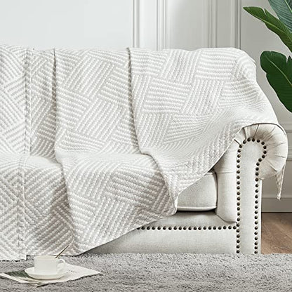 jinchan 100% Cotton Muslin Blanket Twin Boho Throw Blanket 60x80 Stone Gray | 3-Layer, Dotted Diamond Quilt, Cooling Breathable Lightweight, for Adult, Soft, Reversible, Summer, Couch, Sofa, Bedroom - color: B. Square Grey, size: 60"x80"