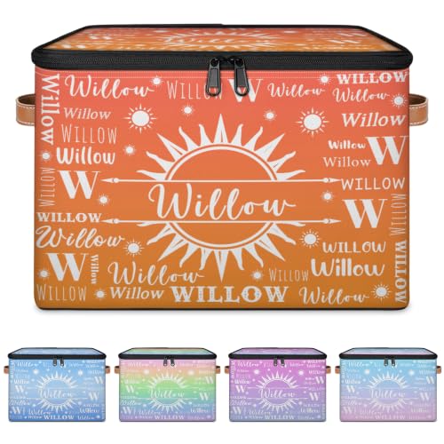 Custom Sun Storage Basket, Personalized Gradient Keepsake Box | Storage Bin Memory Box Gift for Women Girls Sturdy Lightweight Foldable Organizer with Lid Zipper (1 Unit) - color: Option 12