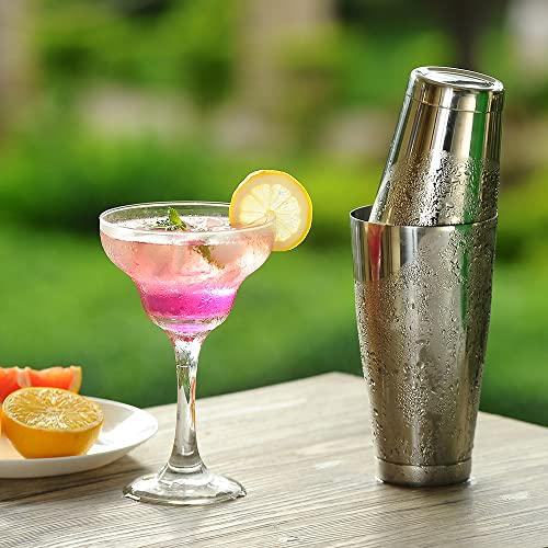 Cocktail Shaker Tins Set Stainless Steel, Pro Bar Style Boston Shakers Bartending, Two Piece Martini Shaker Cup Drink Mixer for Bartender – Silver Bar Tools Weighted Metal Shaking Tin