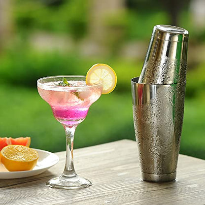 Cocktail Shaker Tins Set Stainless Steel, Pro Bar Style Boston Shakers Bartending, Two Piece Martini Shaker Cup Drink Mixer for Bartender – Silver Bar Tools Weighted Metal Shaking Tin