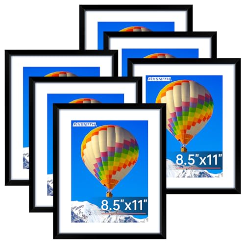 8.5x11 Picture Frame Set of 6, Black Photo Frame with HD Plexiglass, Display Pictures 5x7 with Mat or 8.5x11 Without Mat, Multi Picture Frames Collage for Wall Decor - color: Black, size: 8.5"×11"