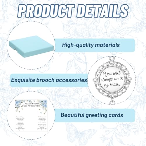 Wedding Bouquet Photo Charms Set Bridal Bouquet Charm with Blue Tone Box and Card Something Blue for Bride Memorial DIY Pin with Angel Memory Charm for Bridal Shower Gift