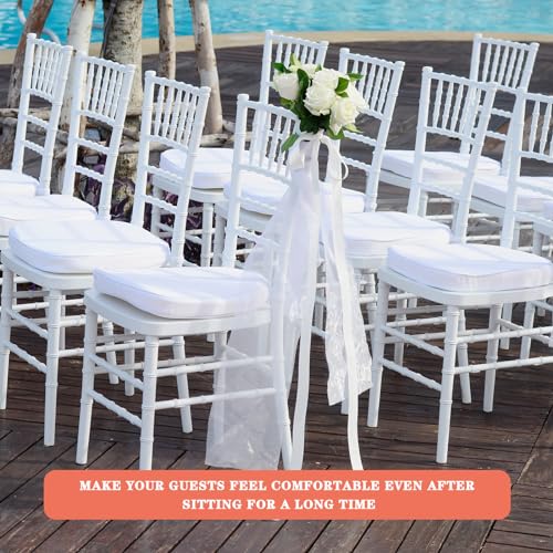 Spiareal 2 Pieces Wedding Chiavari Chair Cushion 15 x 15 Inch, White | Chiavari Chair Cushions, Non Slip White Seat Pads with Ties, chiavari Chairs Pad, Perfect for Wedding Party Decor Bulk