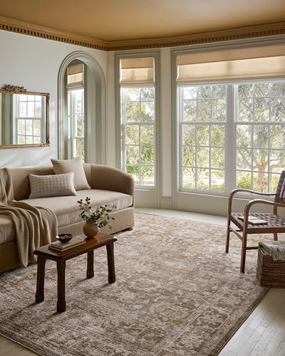 Loloi Magnolia Home Pace Bark/Natural 18" x 18" Sample Rug | Magnolia Home by Joanna Gaines PAC-01 Approx. 18"x18" Brown, Vintage Inspired, Contemporary, Traditional, Neutral, Sample Rug - color: Bark / Natural, size: 1'6" x 1'6" (Square)