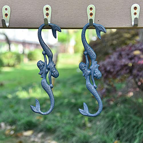 Sungmor Cast Iron Plant Hangers, 2PC Mermaid & 11 Inch Length, Large S Hooks for Hanging Plants, Ceiling Extender Hooks for Hanging Flower Basket, Planter, Macrame Plant Holder, Lantern, Windchime | Large S Hooks for Hanging Plants, Ceiling Extender Hooks