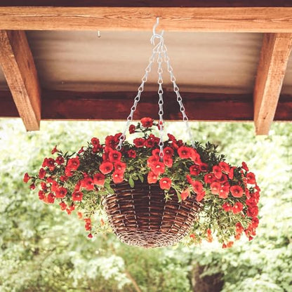 Hotop 8 Pcs Metal Hanging Chains with Ceiling Hooks, Garden Plant Hangers for Hanging Bird Feeders, Billboards, Chalkboards, Basket, Planters, Lanterns, Wind Chimes, Chain Hook DIY(16.38 Inch,White) - color: White, size: 16.38 Inch