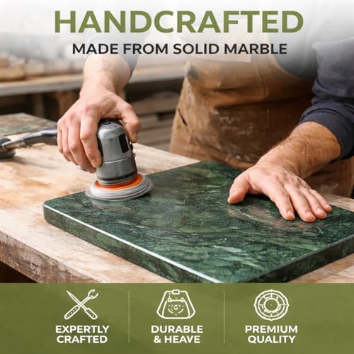 Marble Cheese and Pastry Board 16 x 12 Inch | Natural Carrara Marble, Cutting Board and Serving Tray, For Dough, Bread, Pizza, Charcuterie, Heavy, Non-Slip, Gift-Ready - color: Green, size: 16"L x 12"W