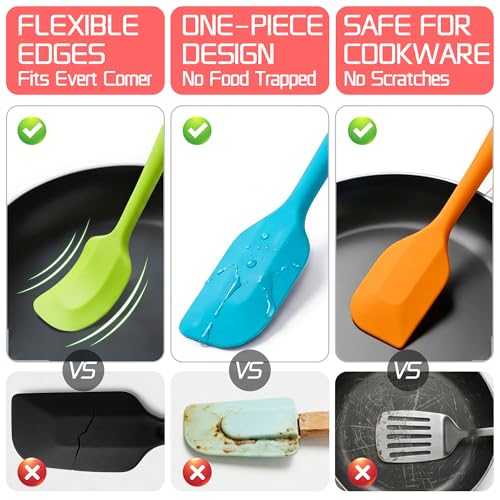 5 Pieces Silicone Spatula Set BPA Free | Rubber Spatula Heat Resistant Essential for Cooking Baking Non Stick Dishwasher Safe Kitchen Tools Multicolor - color: Multicolor