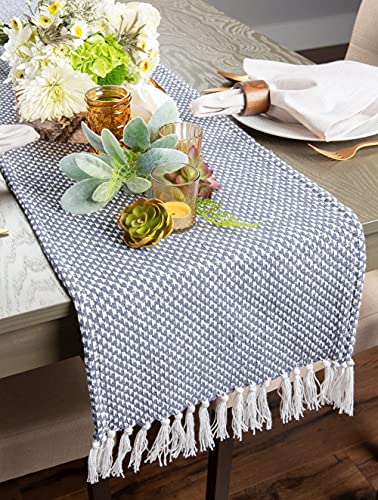 DII Woven Basics Collection 100% Cotton Knit Table Runner, 15x108, French Blue - color: French Blue, size: 15x108"