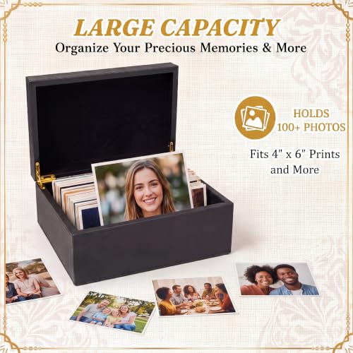 2 Pack Faux Leather Decorative Keepsake Box Large and Medium Wooden Storage Box with Magnetic Lid Jewelry Accessory Organizer Black Multi Functional Storage Container for Home and Office
