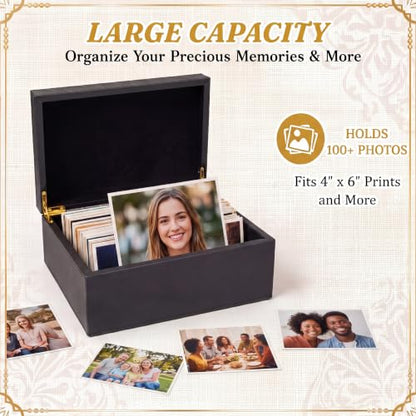 2 Pack Faux Leather Decorative Keepsake Box Large and Medium Wooden Storage Box with Magnetic Lid Jewelry Accessory Organizer Black Multi Functional Storage Container for Home and Office