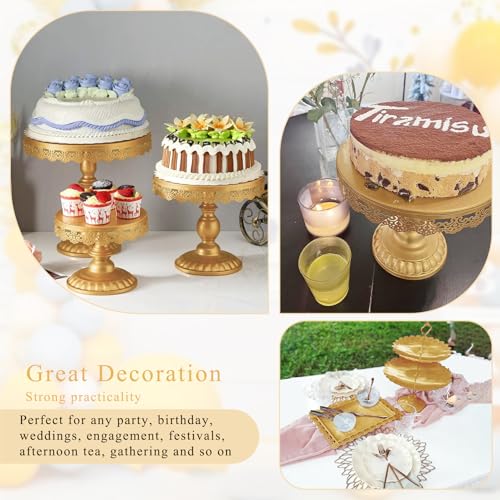 Set of 9 Cake Stands Metal Cupcake Stand Set Multiple Styles Candy Fruit Display Tower Dessert Plate Cake Serving Tray for Birthday Party Wedding Anniversary Baby Shower Engagement (Gold) - color: Gold