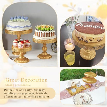 Set of 9 Cake Stands Metal Cupcake Stand Set Multiple Styles Candy Fruit Display Tower Dessert Plate Cake Serving Tray for Birthday Party Wedding Anniversary Baby Shower Engagement (Gold) - color: Gold