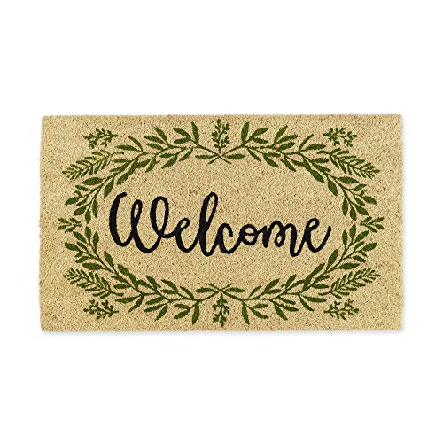DII Natural Coir Doormat Outdoor Welcome Mat, 17x29, Greenery - color: Greenery