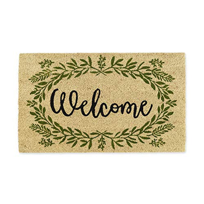 DII Natural Coir Doormat Outdoor Welcome Mat, 17x29, Greenery - color: Greenery