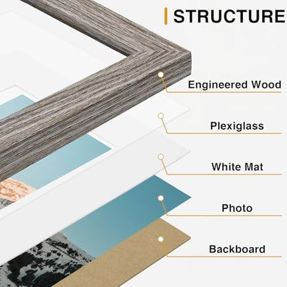 Vittanly 12 Pack Gallery Wall Frame Set, Black, Brown, Dark Grey | Gallery Wall Frame Set: 4pcs 8x10, 4pcs 5x7 & 4pcs 4x6 Photos for Wall & Table, Picture Frames made of Engineered Wood - color: Black & Brown & Dark Grey