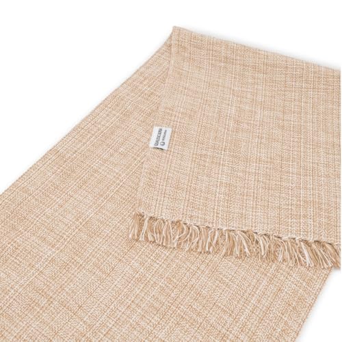 100% Cotton Table Runner - 72x13 Inch, Chambery Textured Table Runner, Durable & Elegant for Dining Table, Wedding, Restaurant, Oeko-TEX Certified - Taupe - color: Taupe