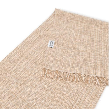 100% Cotton Table Runner - 72x13 Inch, Chambery Textured Table Runner, Durable & Elegant for Dining Table, Wedding, Restaurant, Oeko-TEX Certified - Taupe - color: Taupe