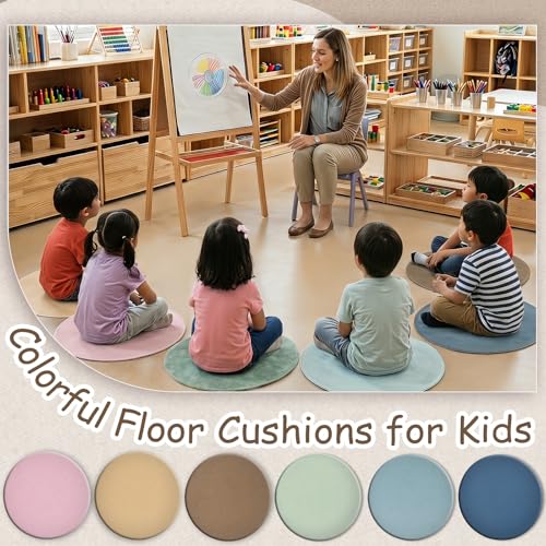 6Pcs Boho Carpet Circle Seats for Classroom Decor 16 Inch Back to School Non Slip Floor Mat Boho Round Classroom Rug Educational Floor Seating Carpet for Preschool Kindergarten Learning Playing Areas