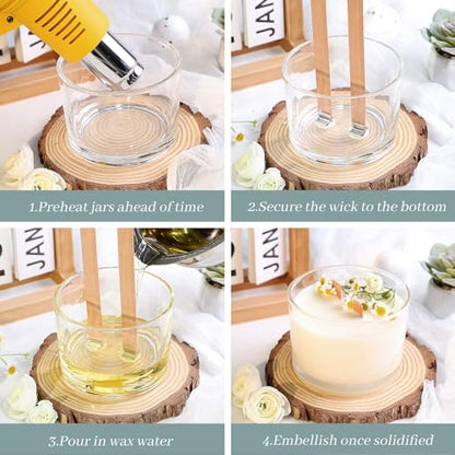 CONNOO 6 Pack 16oz Clear Wide Mouth Glass Candle Jars - color: 6 Pack-Transparent