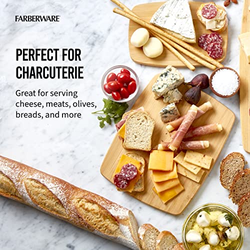 Farberware 4-Piece Bamboo Cutting Board Set - Reversible Boards for Meal Prep, Charcuterie, Cheese and Entertaining, Natural Bamboo Kitchen Essential - size: 14"L x 11"W, style: 4-Piece
