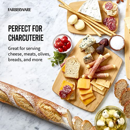 Farberware 4-Piece Bamboo Cutting Board Set - Reversible Boards for Meal Prep, Charcuterie, Cheese and Entertaining, Natural Bamboo Kitchen Essential - size: 14"L x 11"W, style: 4-Piece