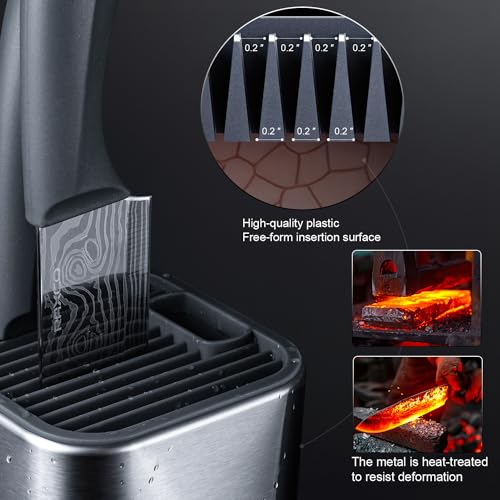 Kitchen Knife Set,10-Piece Stainless Steel Knife Set with Block,Gray | Pro-Sharpened Kitchen Knives,Space-saving Compact Organizer for Small Kitchen,RV,Apartment and Dorm - color: Damascus