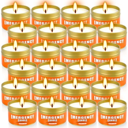 24+Hour Candle Set 24 Pack 2.8oz, Emergency Candles for Power Outages, Mountain Climbing, Wild and Camping Use. Portable and Tabletop Design, Bulk Emergency Candle Supplies. - color: 24Pack-Emergency candles