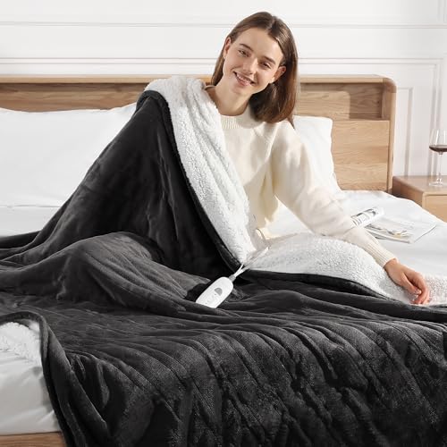 Heated Throw Blanket Electric blanket 50X60in Cozy Heating Blanket Throw | Energy-Efficient Warmth, ETL Certified for Safety, Faster Heating Electric Blanket, Electric Lap Blankets for Adults - color: Charcoal Gray, size: Throw 50" x 60"