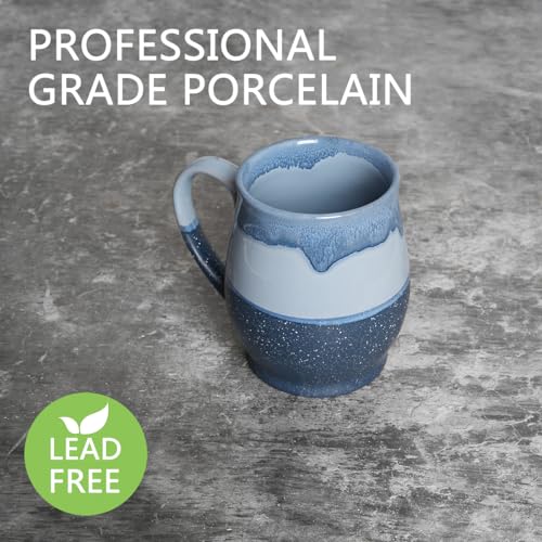 Bosmarlin Extra Large Ceramic Coffee Mug, 25 Oz, Dishwasher and Microwave Safe, Oversized Big Tea Cup for Office and Home, Reactive Glaze (Blue) - color: Blue