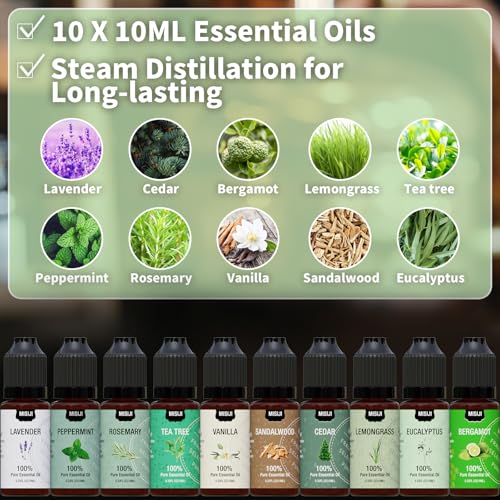 Essential Oils Set-MISIJI Essential Oils for Diffuser for Home,Diffuser Oils Scents for Aromatherapy,Candle&Soap Making,Laundry,Humidifiers 10 Scents Blissful - color: Blissful