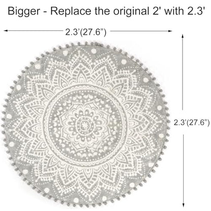 Uphome Small Round Rug 2.3’ Grey Mandala Boho Bathroom Rugs with Pom Poms Fringe Washable Circle Shower Mat Soft Non-Slip Cute Circular Throw Rug for Sink Powder Room Bedroom Kids Room Nursery - color: Gray-upgraded, size: 2.3' Round