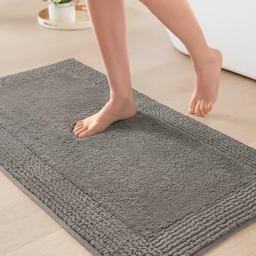 Madison Park Splendor Reversible 100% Cotton Bath Rug, 20 x 30, Charcoal | Tufted Bathroom Mat, 3000 GSM, Hotel Quality, Luxurious Plush, Medium Pile, Absorbent, Quick Dry, OEKO-TEX, Shower Room Décor - color: Charcoal, size: 1'8" x 2'6" (Rectangular)